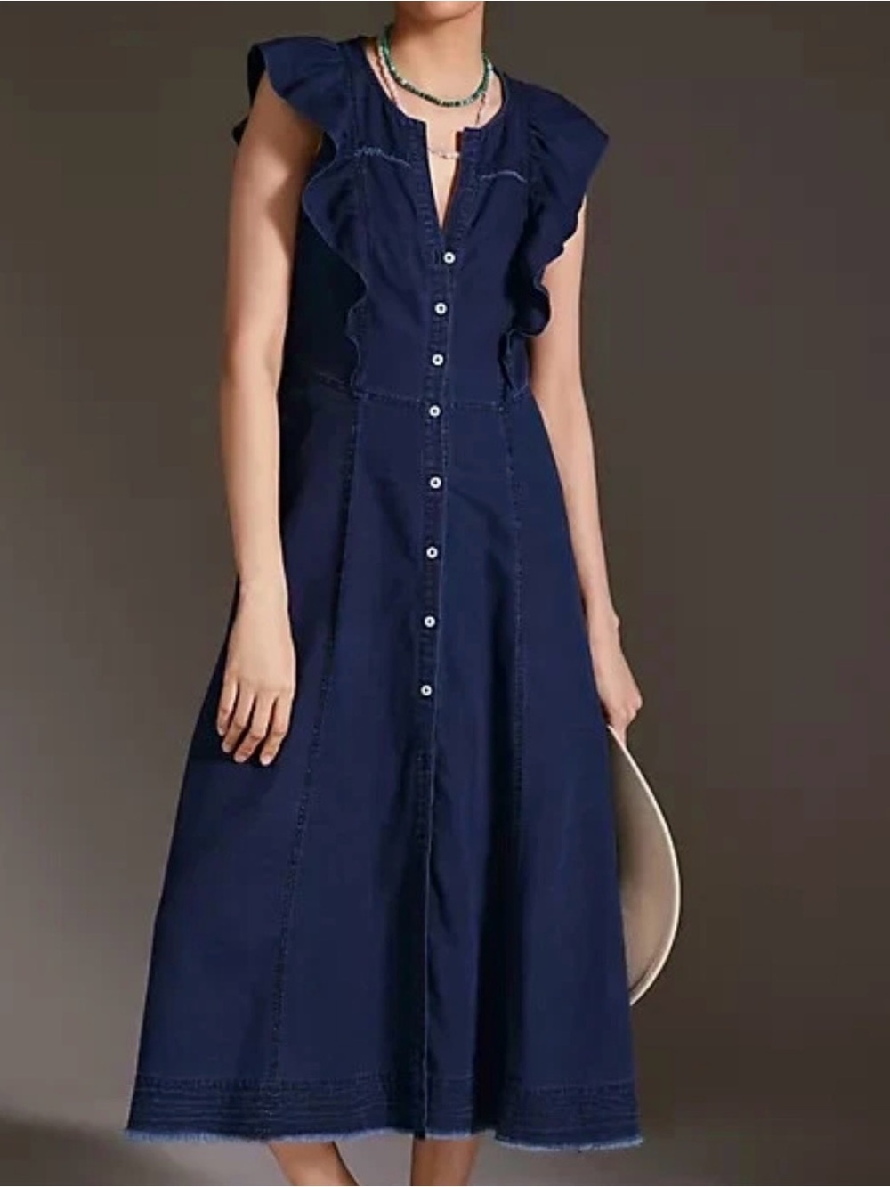 Pilcro Denim Flutter Sleeve MIDI Dress